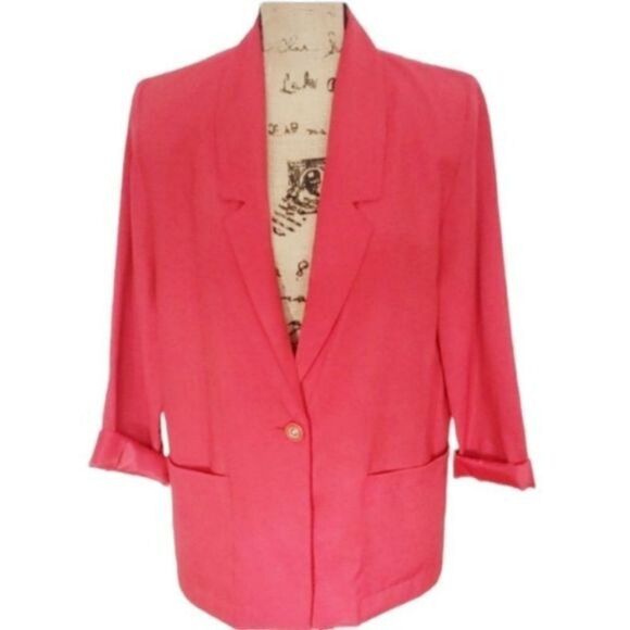 Vintage 80s 90s Red Oversized Boyfriend Blazer - Picture 1 of 10